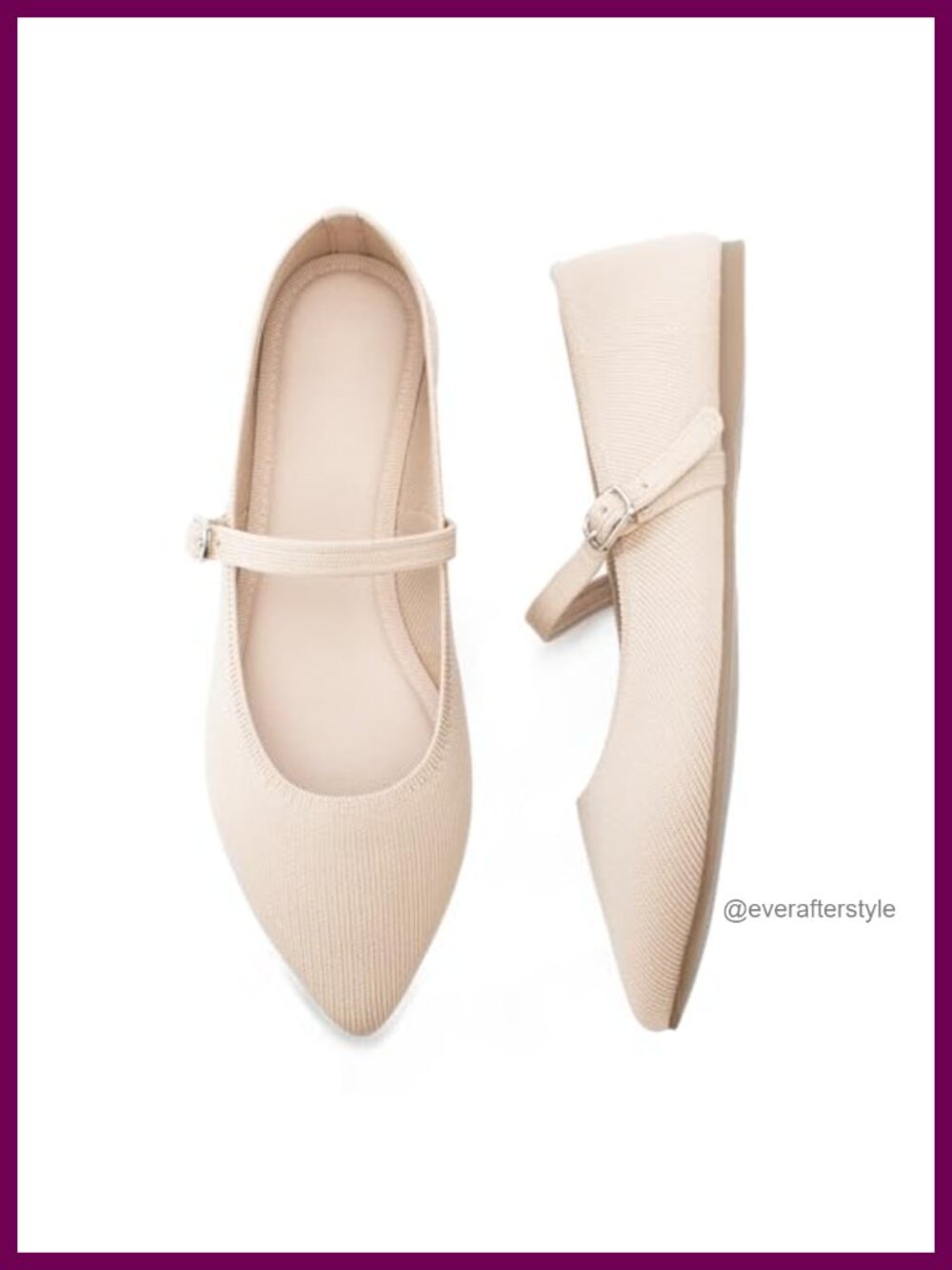 Knit Pointed Toe Ballet Flats Adjustable Strap Washable Dressy Casual Work